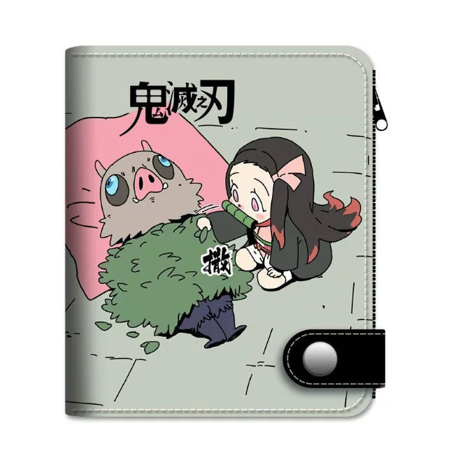 Demon Slayer Tanjiro Nezuko Anime Wallet, PU Leather Short Bifold Wallet for Fans