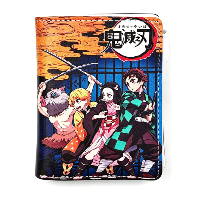 Demon Slayer Tanjiro Nezuko Anime Wallet, PU Leather Short Bifold Wallet for Fans