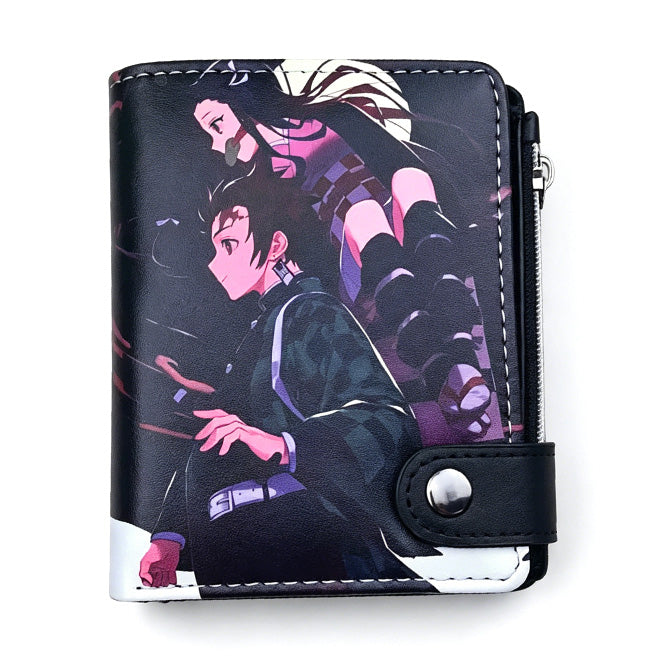 Demon Slayer Tanjiro Nezuko Anime Wallet, PU Leather Short Bifold Wallet for Fans