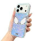 Marvel Spider-Man Holographic Iridescent Spider Web Phone Case, TPU+PC Shockproof Slim Cover Color Shift Blue Purple Gradient Design Precise Camera Cutout Protective Shell