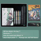 Demon Slayer Tanjiro Nezuko Stationery Gift Set, Anime Hardcover Notebook Gel Pen Pencil Case School Supplies Box