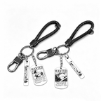 One Piece Luffy Ace Wanted Poster Keychain & Devil Fruit Pin Gift Set, Anime Metal Dog Tag Keychain with Brooch
