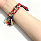 Demon Slayer Upper Moon Demon Adjustable Braided Bracelet, Anime Tassel Charm