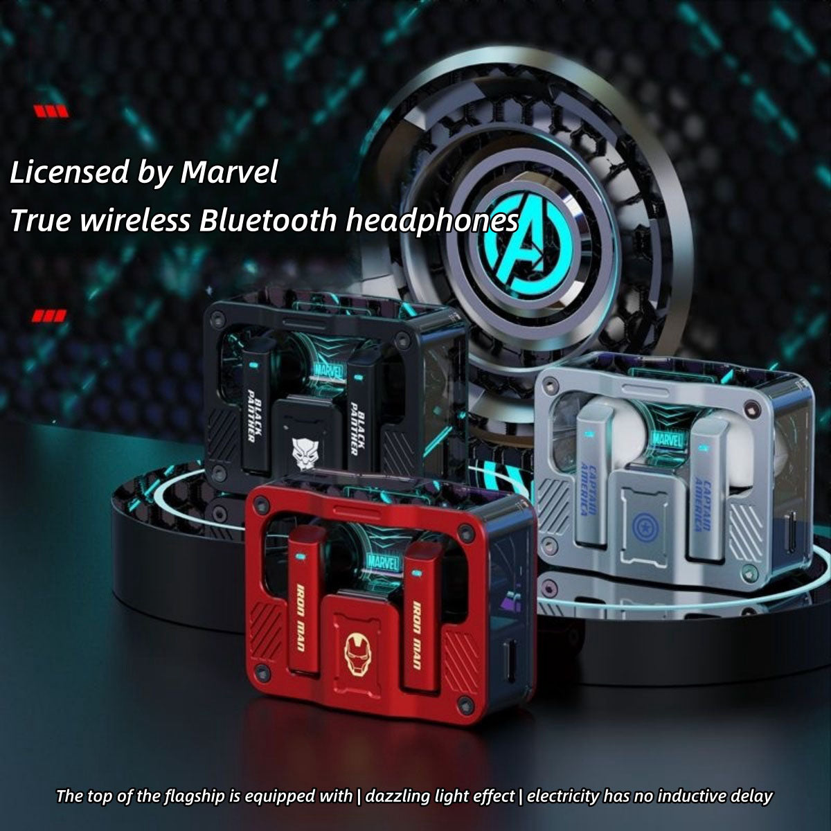 Marvel Iron Man Captain America Wireless Earbuds, Marvel Bluetooth Headphones with Charging Case