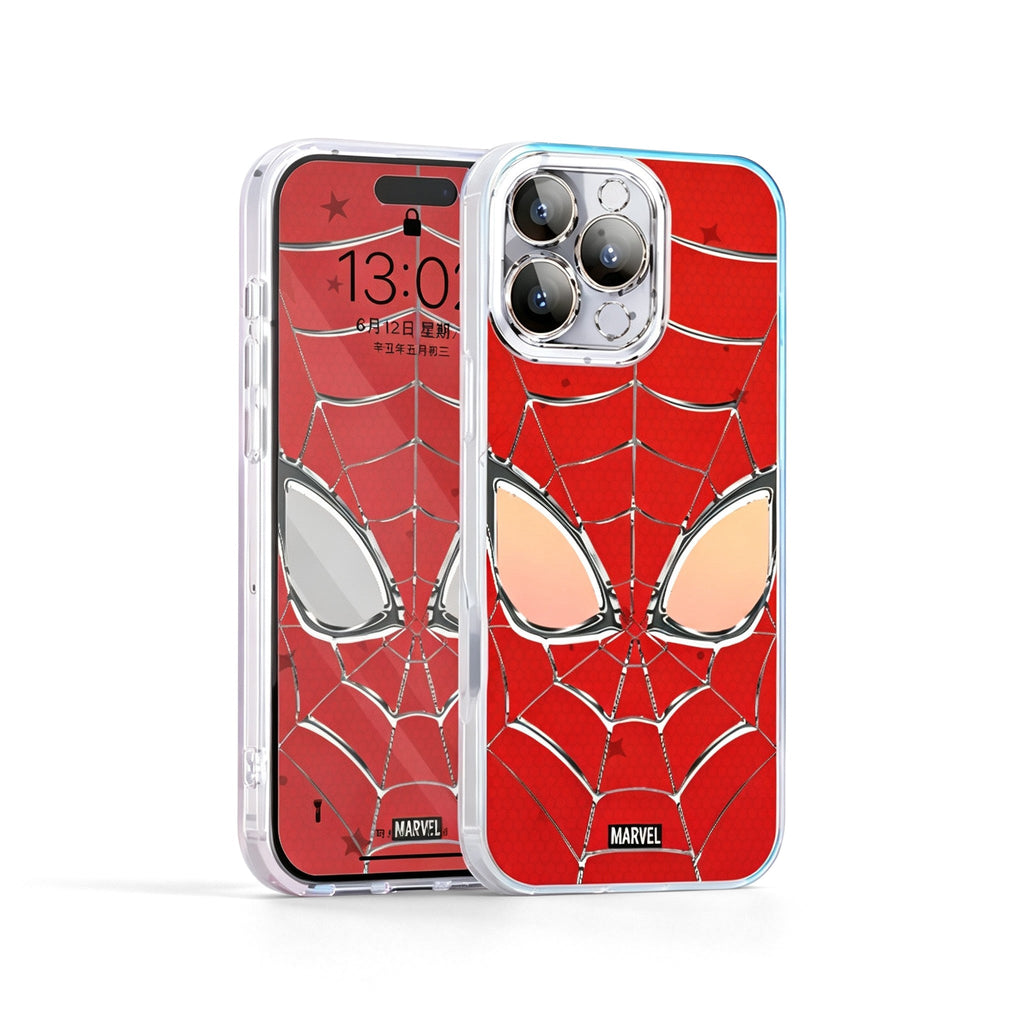 Marvel Spider‑Man Phone Case, 3‑In‑1 Removable Camera Lens Protector Cover, Four‑Corner Airbag Shockproof TPU Bumper, Spider Web Pattern Clear Protective Shell For Multiple Smartphone Models, Anti‑Drop Daily Use Mobile Phone Case
