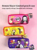Demon Slayer Tanjiro Nezuko Anime Pencil Case, Large Capacity PVC Pen Bag for Students