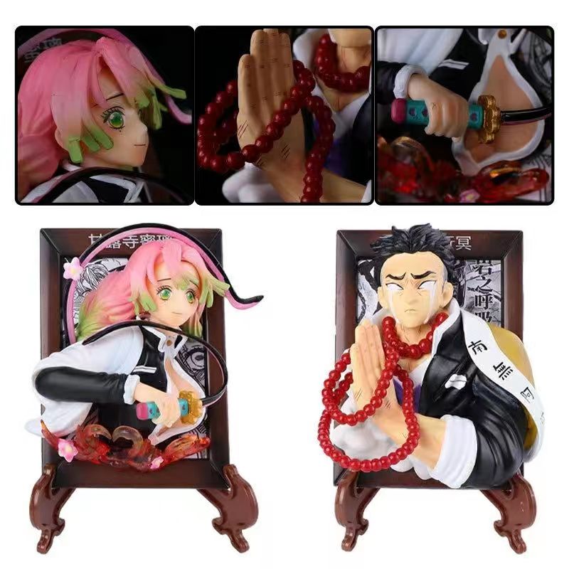 Demon Slayer Kyojuro Mitsuri Gyomei Frame Bust Figure, Anime Hashira Photo Frame Statue Collectible