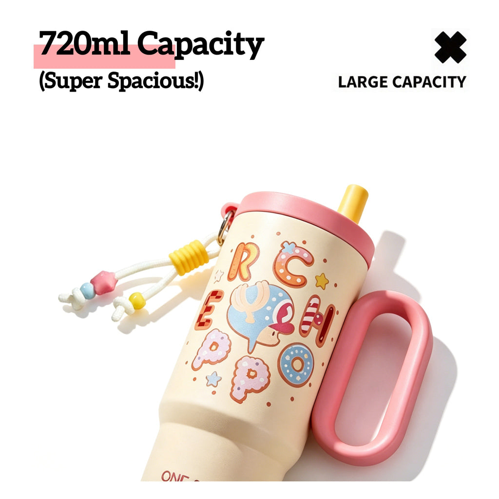 One Piece Tony Tony Chopper 720ml Insulated Tumbler, Anime Stainless Steel Iced Coffee Cup with Keychain