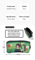 Demon Slayer Tanjiro Nezuko Anime Pencil Case, Large Capacity PVC Pen Bag for Students