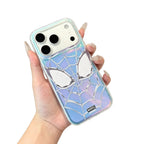 Marvel Spider-Man Holographic Iridescent Spider Web Phone Case, TPU+PC Shockproof Slim Cover Color Shift Blue Purple Gradient Design Precise Camera Cutout Protective Shell