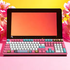 One Piece Chopper Luffy Mechanical Keyboard, 108‑Key PBT Anime Pink Gaming Keyboard with Custom Keycaps