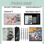 Demon Slayer Tanjiro Nezuko Stationery Gift Set, Anime Hardcover Notebook Gel Pen Pencil Case School Supplies Box