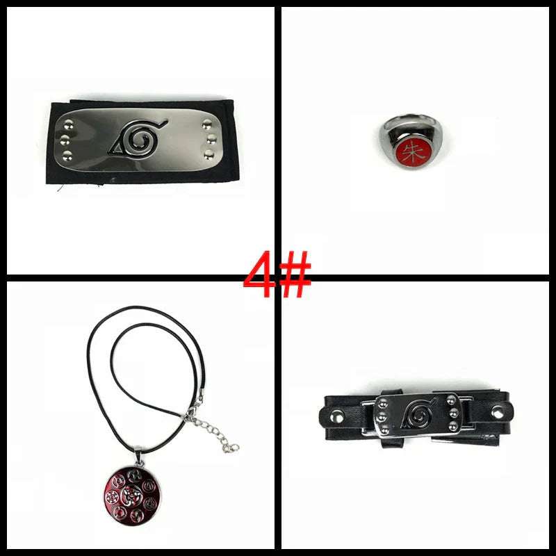 Sasuke1:1 metal kunaishuriken ring headband necklace suit