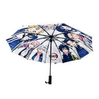 Demon Slayer Tanjiro Nezuko Automatic Folding Umbrella, Anime Hashira Print Black Coated Sun Rain Portable Umbrella