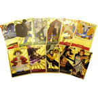 One Piece Monkey D Luffy Roronoa Zoro Gold Foil Collectible Trading Cards Box Set, Anime Character Waterproof Gold Plated TCG Game Cards