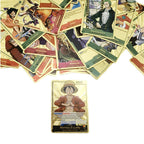 One Piece Monkey D Luffy Roronoa Zoro Gold Foil Collectible Trading Cards Box Set, Anime Character Waterproof Gold Plated TCG Game Cards