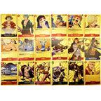 One Piece Monkey D Luffy Roronoa Zoro Gold Foil Collectible Trading Cards Box Set, Anime Character Waterproof Gold Plated TCG Game Cards