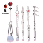 Naruto Gaara Anime Makeup Brush Set, Akatsuki Kunai Sharingan Cosmetic Brushes with Storage Bag
