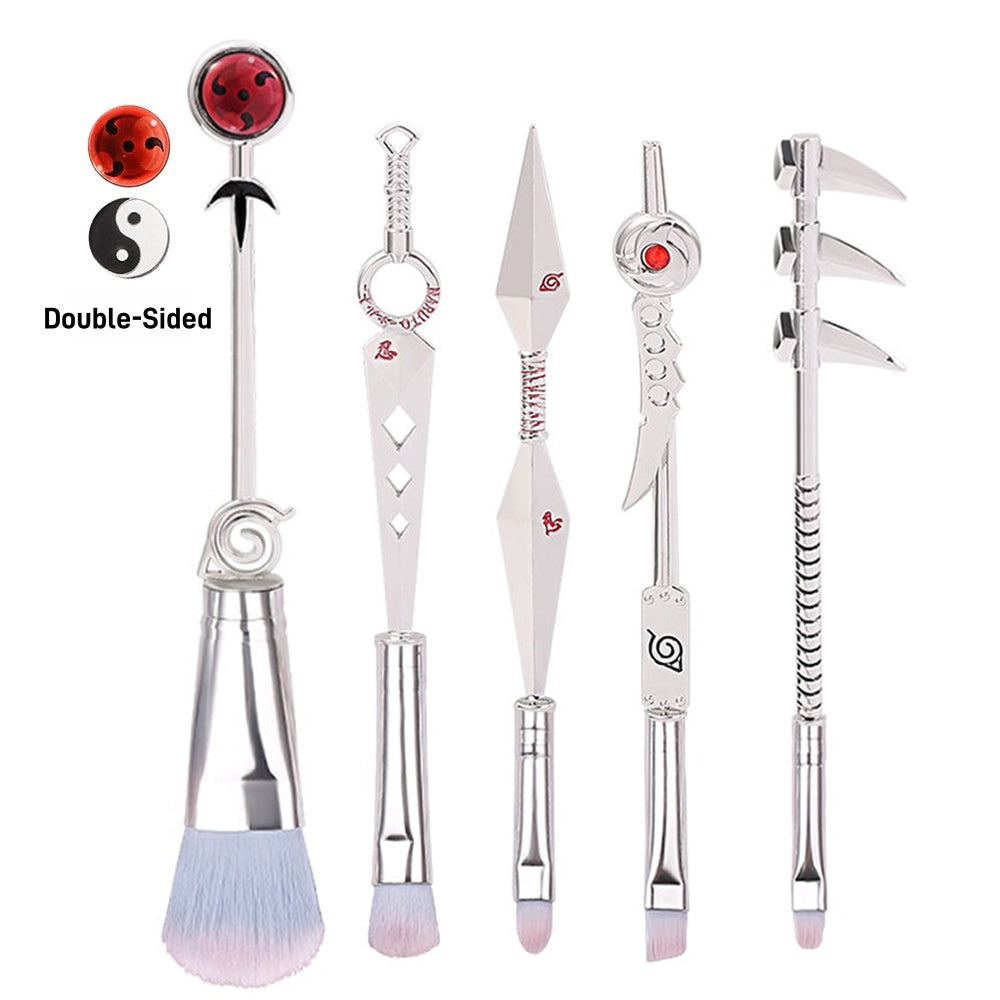 Naruto Gaara Anime Makeup Brush Set, Akatsuki Kunai Sharingan Cosmetic Brushes with Storage Bag